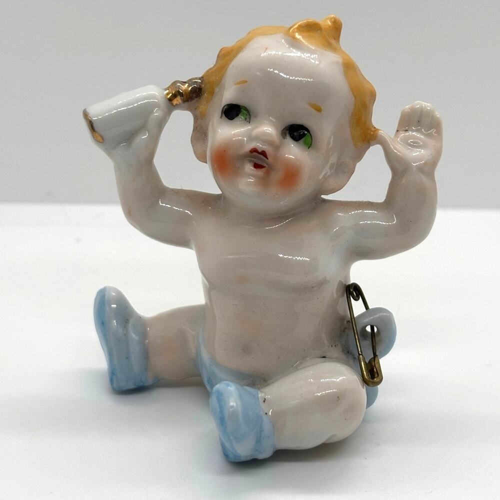 Vintage Baby Boy Porcelain Figurine, 2.5" Tall, Made in Japan